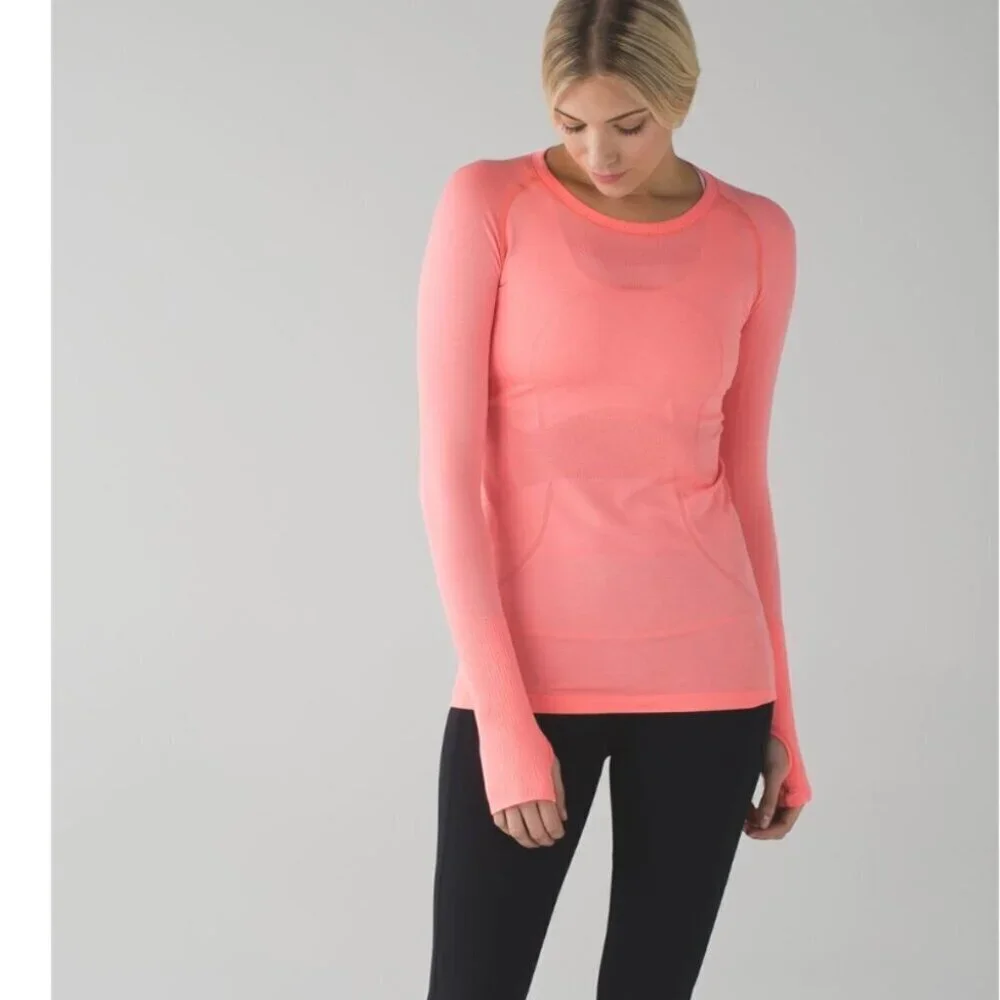 Lululemon Swiftly Tech Long Sleeve Crew Heathered Very Light Flare Size 10